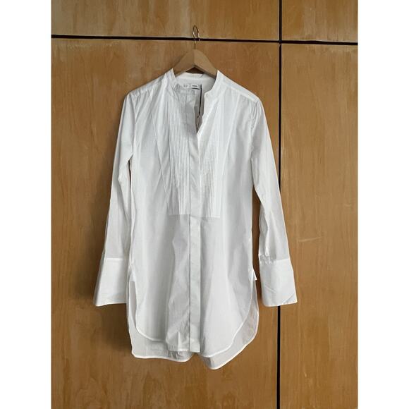 Vince Tops - VINCE Poplin White Cotton Pintuck Tuxedo Poplin Shirt NWT $249
